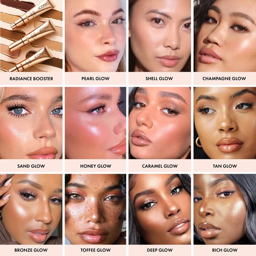 ICONIC LONDON Radiance Booster | Liquid Radiance Lightweight Skin Tint for a Glowy Makeup Look, Cruelty Free, Vegan Makeup (Sand Glow) 30 mL/ 1.01 Fl Oz