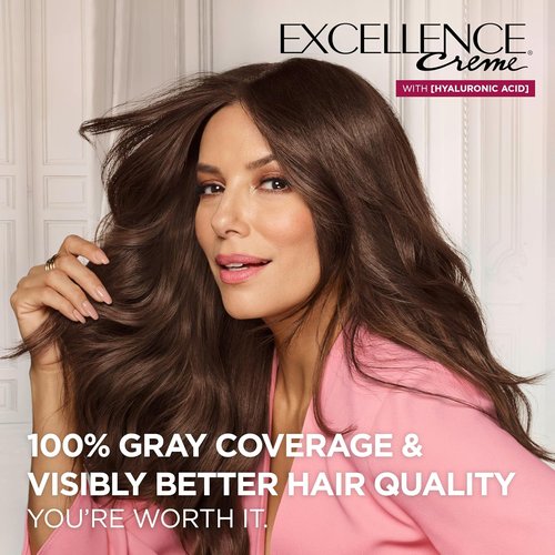 L'Oreal Paris Excellence Crème Hair Dye - Triple Care Formula for 100% Gray Coverage | 5 Medium Brown, 1 Kit
