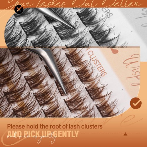 JIMIRE Brown Lash Clusters Wispy Lash Extensions Natural Eyelash Clusters with Bottom Lash Clusters 8-18MM Soft Fluffy Cluster Eyelash Extensions 161Pcs Cluster Lashes DIY at Home