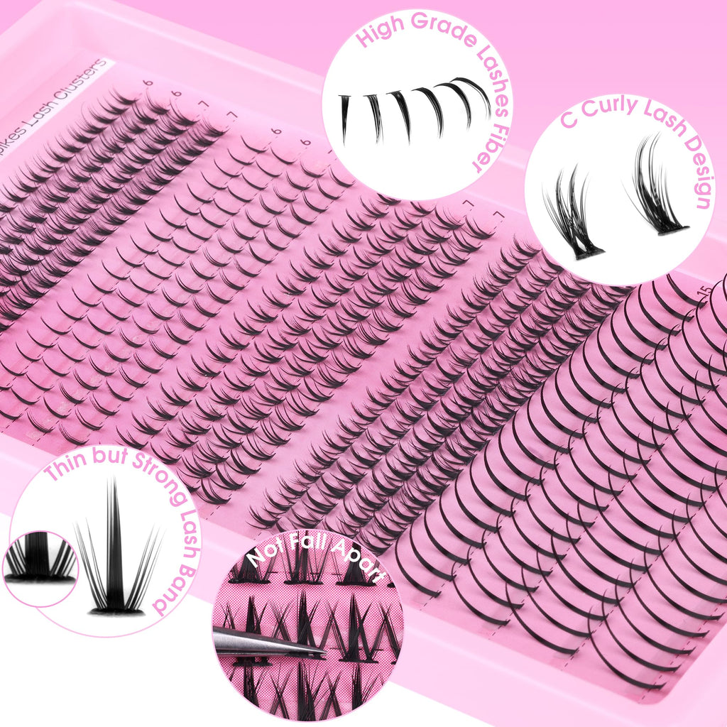Winifred Bottom Lash Clusters with Spikes 4 Styles Lower Individual Lashes 6-7mm 420pcs Wispy Eyelash Clusters Fairy Cluster Eyelash Extensions Spiky Lashes Clusters