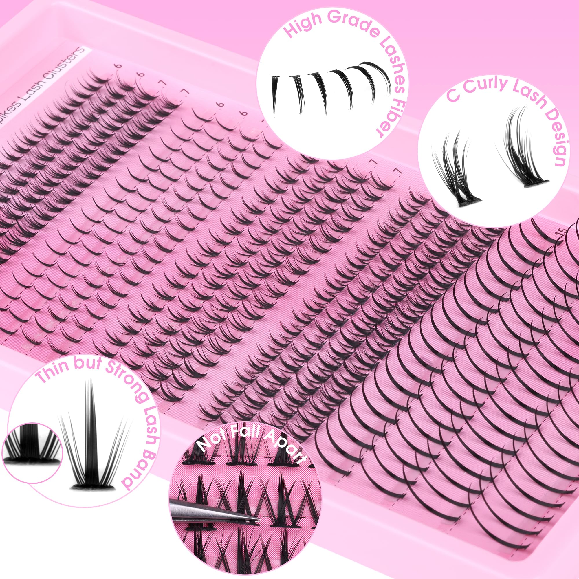 Winifred Bottom Lash Clusters with Spikes 4 Styles Lower Individual Lashes 6-7mm 420pcs Wispy Eyelash Clusters Fairy Cluster Eyelash Extensions Spiky Lashes Clusters