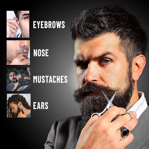 Beard Brush Kit, Comb and Brush Set for Men - Natural Boar Bristle Brush, Dual Action Wood Comb