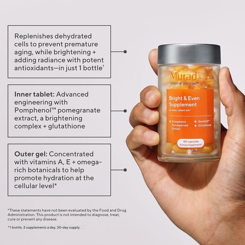 Murad Bright & Even Skin Supplement - Antioxidant Protection with Pure Pomegranate & Glutathione | 28 Capsules - 14-Day Supply