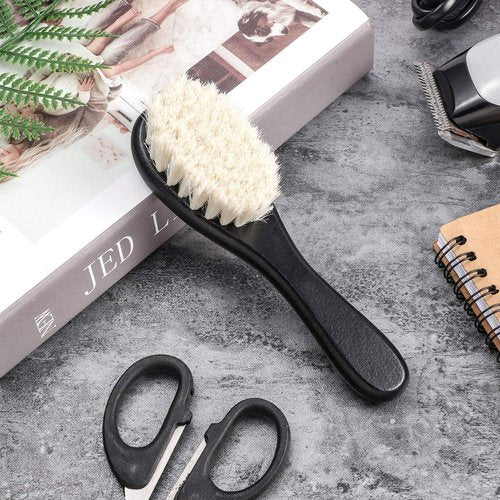 4 Pieces Barber Fade Brush Set with Natural Fiber Wooden Handle - Beard Styling Brush, Neck Duster, and Cleaning Brush for Men's Grooming
