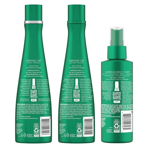 Nexxus Unbreakable Care Shampoo & Conditioner Set - Strengthening Leave-In Spray for Fine Hair
