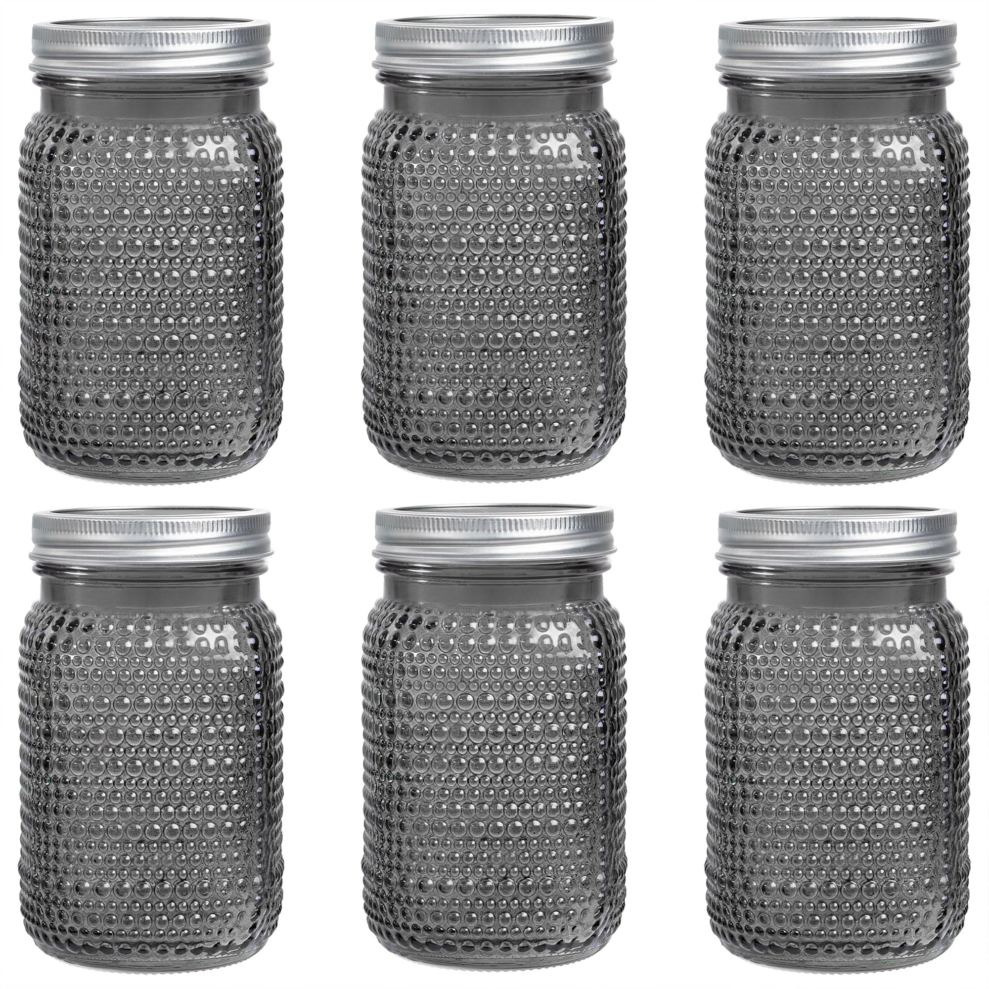WELLIFE Mason Jars 32 oz, 6 Pack Quart Vintage Green Mason Jars Wide Mouth for Pickling, Glass Storage Jars, Canning, Decoration, Fermenting and Food Storage, Non-Slip Design