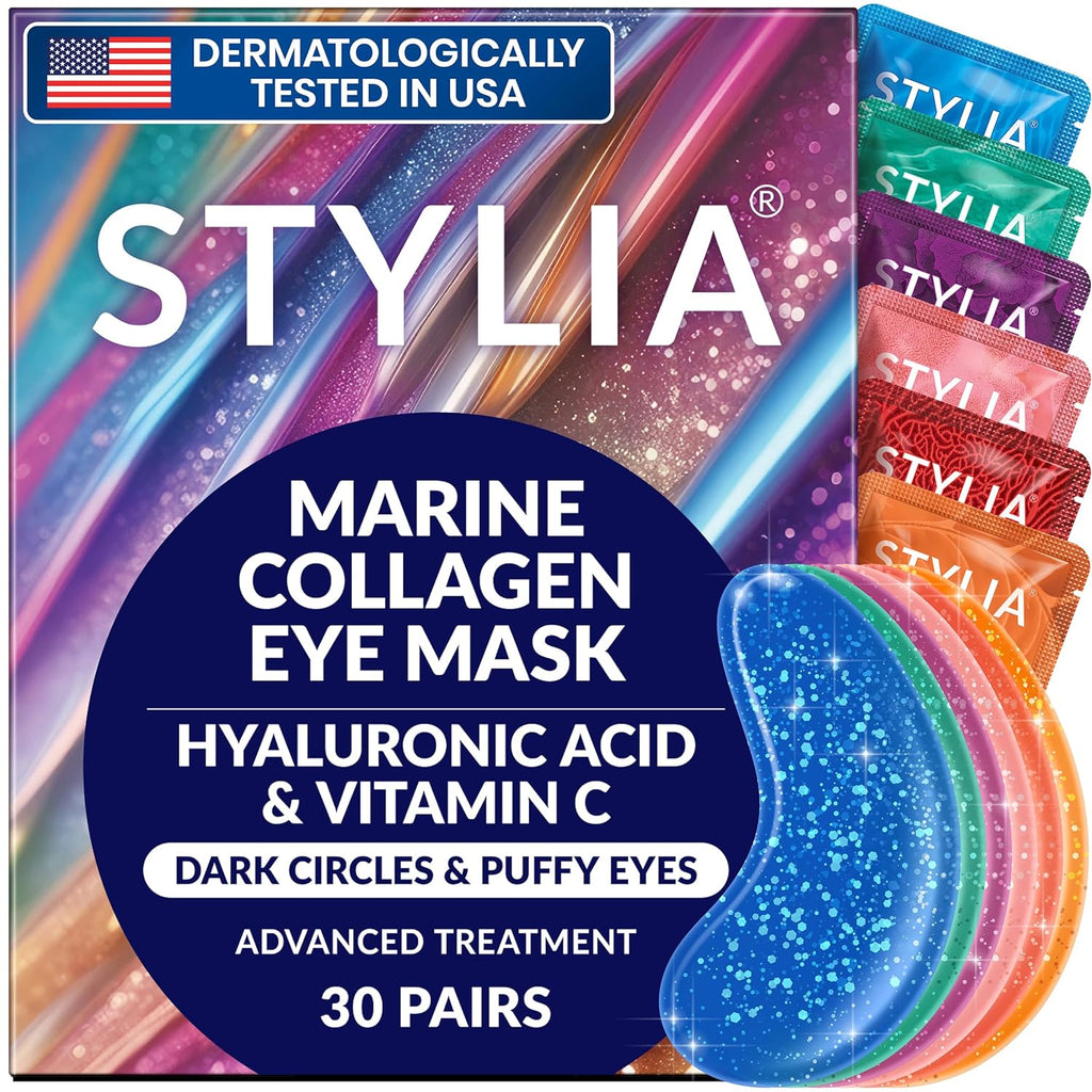 Stylia Under Eye Patches - Collagen & Vitamin C for Puffy Eyes | Hydrating & Firming Mask (30 Pairs)