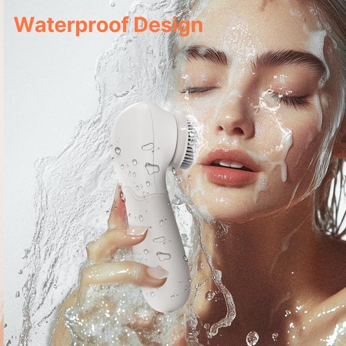 Face Scrubber with 3 Brush Heads & 2 Speeds - Deep Cleaning, Exfoliating, and Massaging for All Skin Types - Facial Cleansing Brush Includes Silicone Head, Travel Case & Free-Plastic Packaging