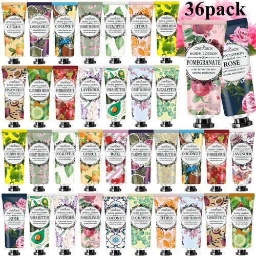 36 Pack Lotion for Dry Skin,Body Lotion for Women and Men,Valentines Day Gifts for Her,Valentines Gifts,Natural Plant Scented Body Moisturizers,Travel Size Lotion Bulk,Moisturizing Lotion Shea Butter