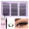 ALICE Wispy Lash Clusters Kit Natural Fluffy Lash Extension Kit Cluster Eyelash Extension Kit 162pcs C Curl 10-18mm Eyelash Clusters with Lash Glue Bond and Seal Lash Tweezers