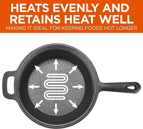 Commercial Chef 2-Qt. Pre-Seasoned Cast Iron Saucepan with Lid - Versatile for All Cooktops & Campfires