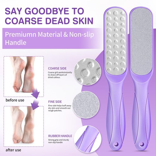 Lavender Foot Soak Set - Salts, Foot File, Scrub & Urea Cream Pedicure Supplies for Dry, Cracked Feet - Women's Spa Kit