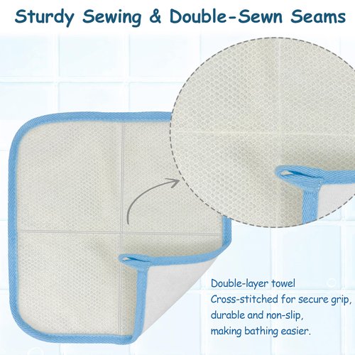 Bleu Bath (12 Pack) Dual-Sided Exfoliating Skin Towel Natural Cotton Body Cloth Scrubber Premium Sturdy Loofah Towel Soft and Buffing Wash Cloth White for Either Oil or Dry Skin