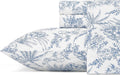 Tommy Bahama King Size Sheet Set - Crisp Cooling Cotton Percale with Matching Pillowcases & Fitted Sheet | Pen and Ink Palm Blue