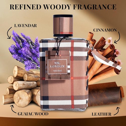Mr London for Men Eau De Parfum - Refined Amber Woody Fragrance - Fresh Bergamot & Warm Cinnamon - 100ml Bottle