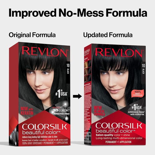 Revlon Colorsilk Permanent Hair Color - 100% Gray Coverage, Ammonia-Free, 20 Brown/Black, 4.4 Oz