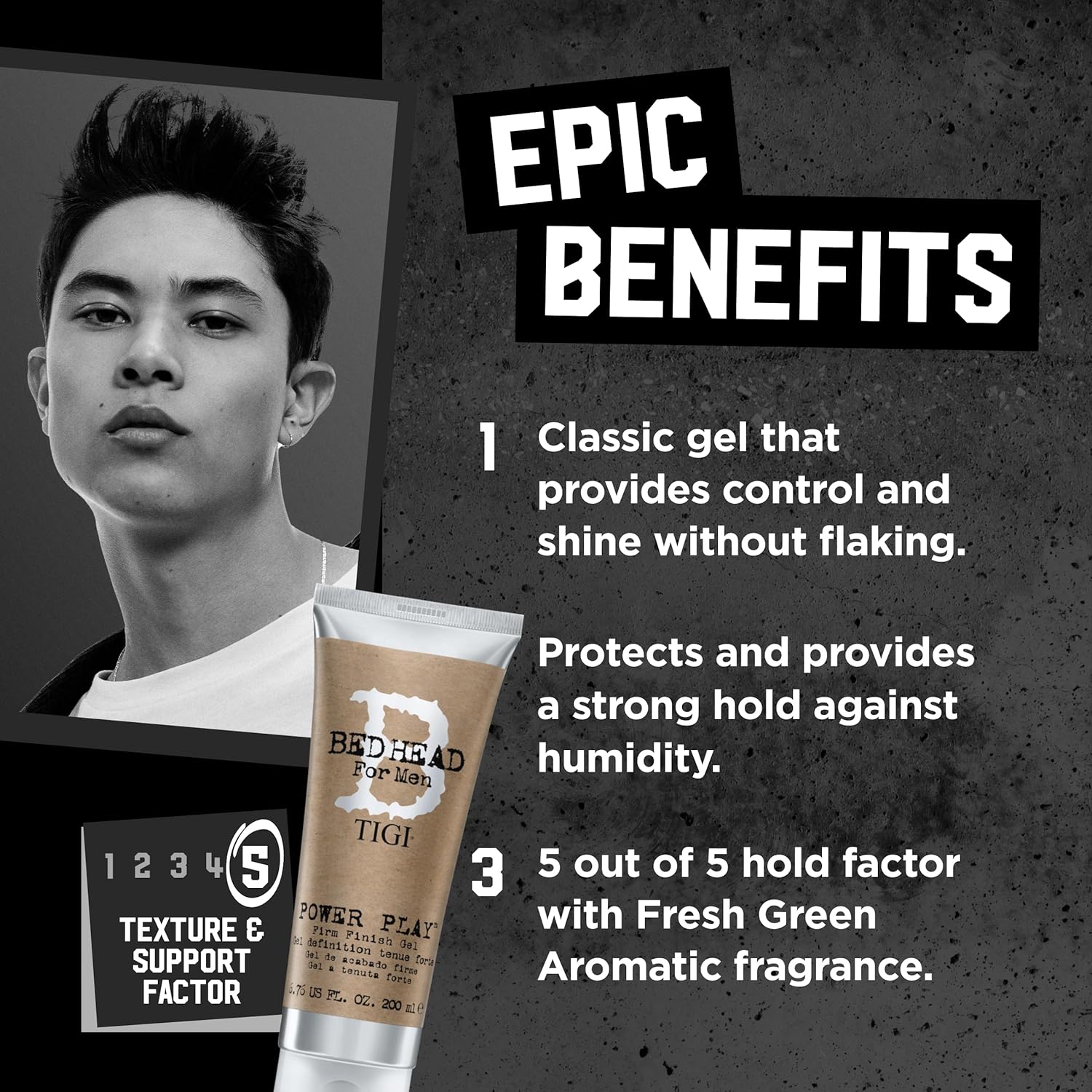 TIGI Bed Head Hair Gel for Men - Power Play 2-Pack | Firm Finish & Frizz Control, 6.76 Oz Each