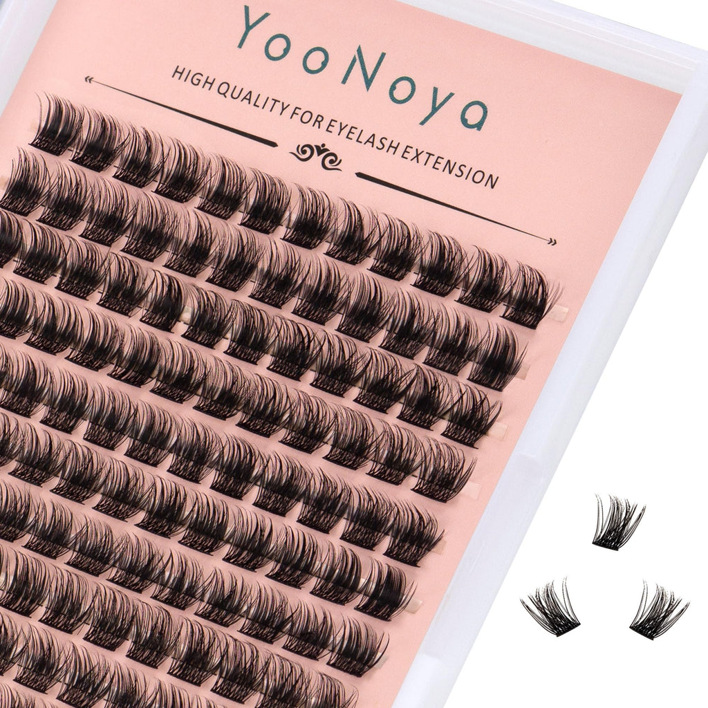 YOONOYA Lash Clusters 144 PCS 10 mm Volume Lashes Eyelash Clusters D Curl Cluster Eyelash Extensions Natural Wispy Cluster Lashes Reusable Individual Thick Lash Extension (QD-10mm)