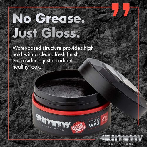 Skiennix Gummy Hair Styling Wax for Men - Ultra Hold Water-Based Pomade - 150ml with Provitamin B5 & Keratin