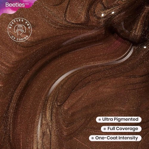 Beetles Pro Brown Gel Polish - Shady Intentions | 20ml Dark Brown Shimmer Nail Polish, Long-Lasting Formula for Professional Manicures