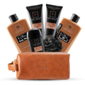 YARD HOUSE Luxury Men's Bath & Body Gift Set - Smoky Sandalwood All-Natural Skin Care Kit in Leather Bag