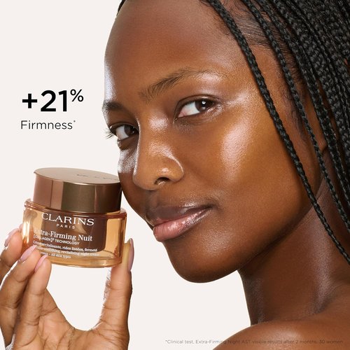 Clarins Extra-Firming Night Moisturizer - Anti-Aging Cream with Collagen & Niacinamide | Refillable | 1.7 oz