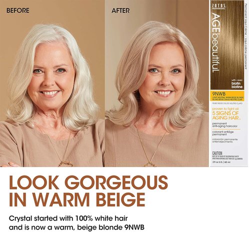 AGE Beautiful Permanent Hair Color Dye - Liqui-Creme Formula for 100% Gray Coverage | Neutral Warm Beige & Red Violet Shades | Anti-Aging Biotin Enriched for Thicker, Fuller Hair