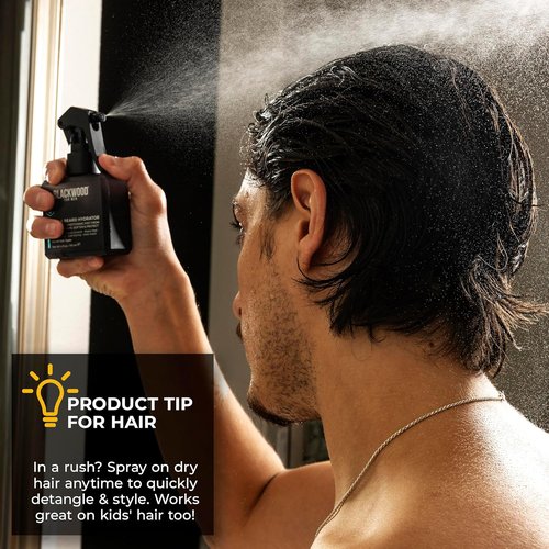 Blackwood For Men Hair & Beard Hydrator Spray - Natural Leave-In Conditioner for Moisturizing & Styling - 4 oz Vegan Grooming Essential