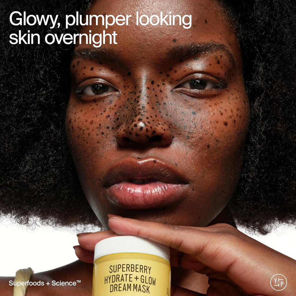 Youth To The People Superberry Hydrate + Glow Dream Mask - Overnight Facial Moisturizer with Hyaluronic Acid, Squalane & Vitamin C for Dry Skin