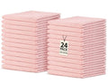 Crystal Ridge Cotton Wash Cloths 24 Pack - Washcloths for Showering, Face and Body, Soft and Highly Absorbent Multipurpose Towels for Bathroom, Kitchen, Spa and Gym - Wash Rags 12 x12 (Lt Pink)