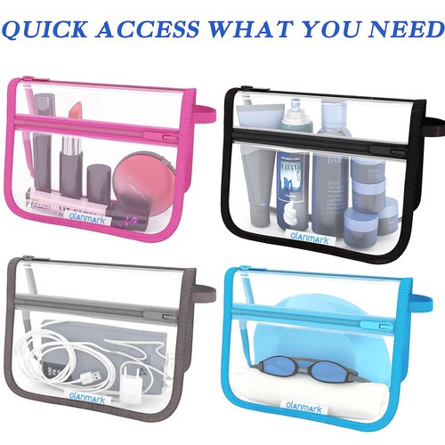Olanmark 2 Pack TSA Approved Toiletry Bag - Quart Size Travel Bag for Toiletries - Reusable Clear Bag for Liquids - 311 Compliant Airplane Bag Purple