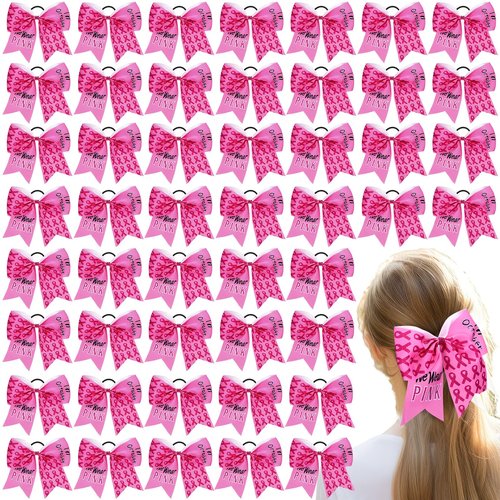 Suncalla 48 Pcs 7'' American Usa Flag Cheer Hair Bows Red White Blue Festival Hair Bow Patriotic Scrunchie with Elastic Ponytail Holder 4th of July Independence Accessory for Women (Cute,Pink)