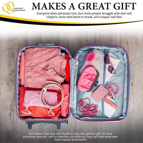 Queensland Quintessentials Manicure Kit for Women - Complete Nail Care Set with Toenail Clippers for Thick Nails - Ideal for Seniors - Professional Nail Nippers & Clippers - Perfect for Home Use