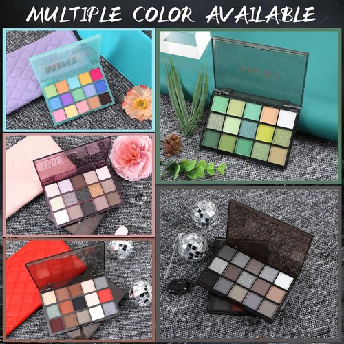 Boobeen 15-Color Eyeshadow Palette - Highly Pigmented Matte & Shimmer for Stunning Holiday Looks | Green