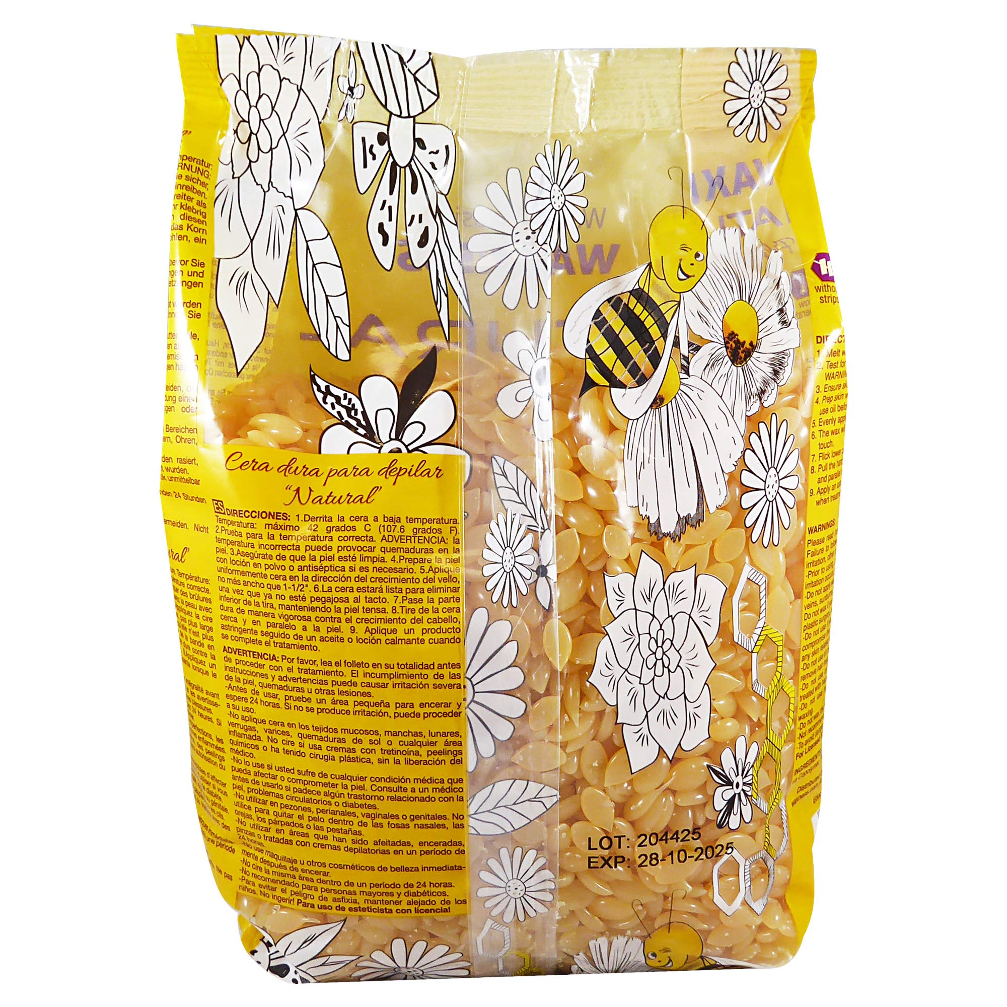 Waxness Film Hard Wax Beads Natural 2.2 lb (1 kg) – Stripless Professional Hard Wax for Face & Body, Smooth Application, Suitable for Sensitive Skin – Made in Italy