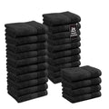 LANE LINEN Washcloths 24 Pack - 100% Ringspun Cotton Washcloths - 13"x13"- Soft Textured, Well Stitched, Lightweight Towel - Absorbent & Durable - Perfect for Daily use - Black Wash Cloths