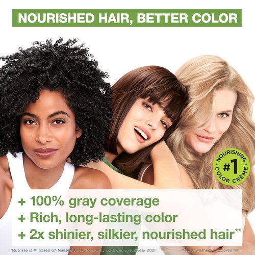 Garnier Nutrisse Ultra Crème Hair Color - 100% Gray Coverage, Vegan & Cruelty-Free, 10 Black (Licorice)