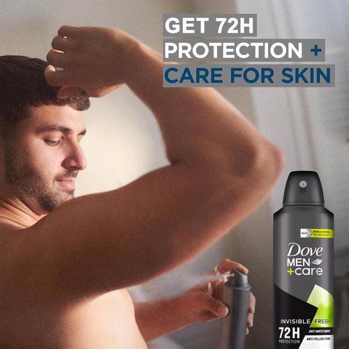 Dove Men+Care Antiperspirant Deodorant Invisible Fresh, 6 Pack, Long Lasting 72 Hour Odor Protection, No White Marks or Yellow Stains, Soothes & Moisturises Skin, 5 oz. Each