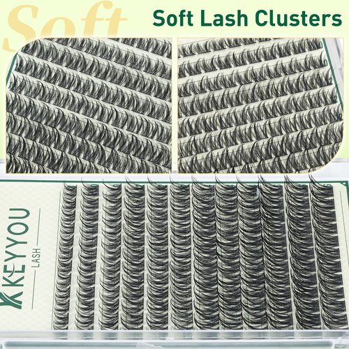 KEYYOULASH Lash Clusters Manga Lash Extension D Curl 120pcs 8-18mm Wispy Eyelash Clusters Natural Volume Eyelash Extensions Individual Lashes DIY at Home(KY03,D-8-18MIX)