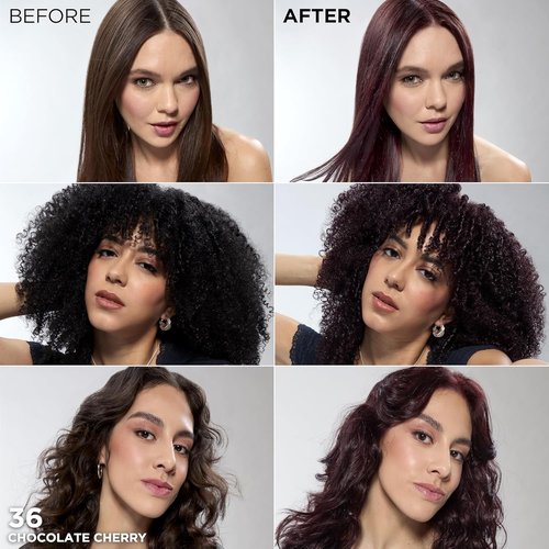 L'Oreal Paris Feria Hair Color - Multi-Faceted Shimmering Permanent Dye, 36 Chocolate Cherry (Deep Burgundy)