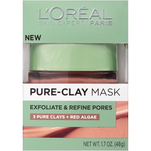 L'Oreal Paris Skincare Pure Clay Face Mask - Exfoliate & Refine Pores with Red Algae | 1.7 oz