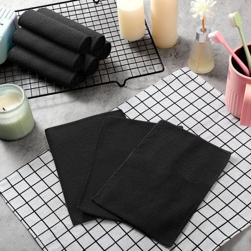 Tatuo 12 Pieces Korean Exfoliating Mitt Glove Italy Towel Body Skin Scrubber Exfoliating Scrubber for Remove Dead Skin Washcloth Korean(Large,Black)
