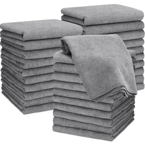 Panelee 24 Packs of Bleach Proof Towels Microfiber Absorbent Bleach Resistant Salon Hand Towels for Gym, Bath, Spa, Shaving, Shampoo, Home Hair Drying (Light Gray,16 x 28 Inch)