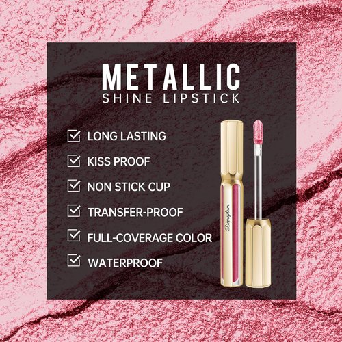 Depuplum Metallic Pink Lipstick - Long Lasting Hydrating Formula | Full Coverage Shimmer, DP114 Daytime