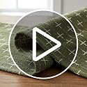 Olive Green Cross-Star Textured Table Runner - 13x90 Inch Waterproof Rustic Decor