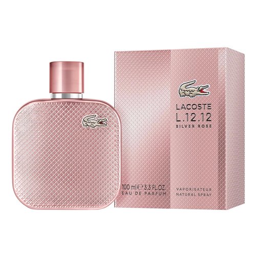 Lacoste L.12.12 Silver Rose Eau de Parfum - 3.3 Fl Oz | Elegant Floral Fragrance for Women