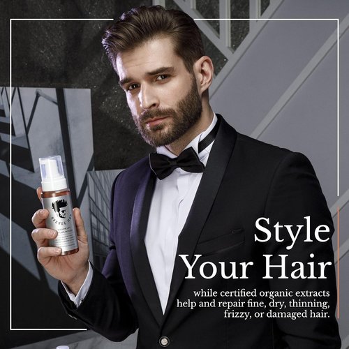 Avenue Man Volume Lift Mousse - 5.07 oz Hair Foam with Argan Oil & Silk Protein for Thickness | Alcohol & Paraben Free