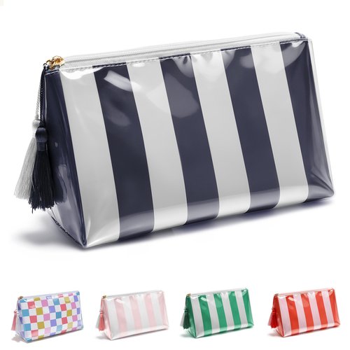 Fozira Makeup Bag, Small Clear Coated Cosmetic Bags for Women Girls, Waterproof Travel Makeup Bag for Purse Organizer Zipper Pouch Beach Summer Vacation Essentials Gifts for Women