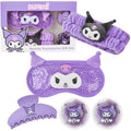 Hello Kitty Sanrio Kuromi Beauty Set for Women, Teens with Cooling Gel Eye Mask, Plush Skincare Headband, Claw Clip, Eye Pads, Kawaii Gifts for Women (Purple Kuromi)