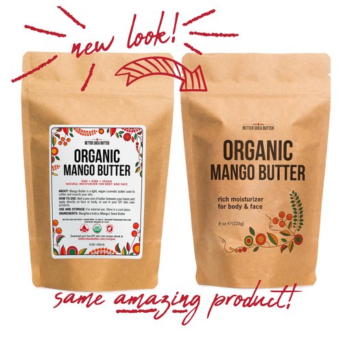 Organic Mango Butter - Raw Organic Unrefined Mango Seed Butter for Skin Care, Body Butter & Hair - Pure Mango Butter Cold Pressed for Soap Making, Mango Lotion | Natural Skin Moisturizer 8 oz